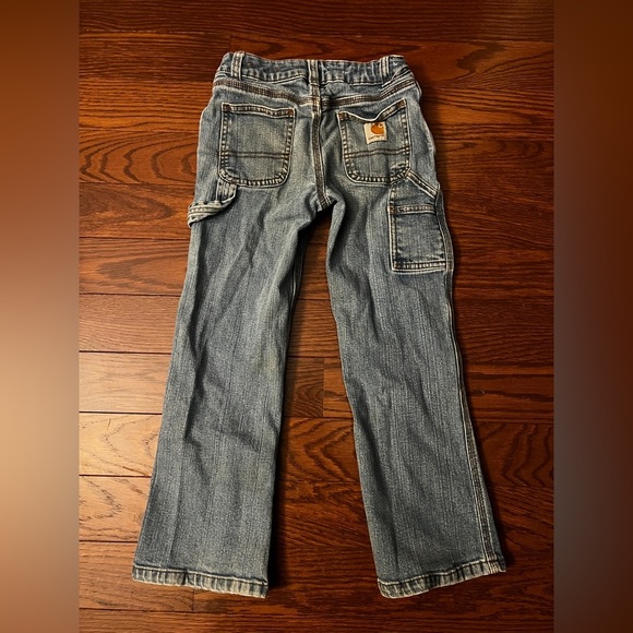 Vintage Carhartt Light Wash Carpenter Blue Jeans Elastic Waist Ripped Size 6 - Picture 5 of 10